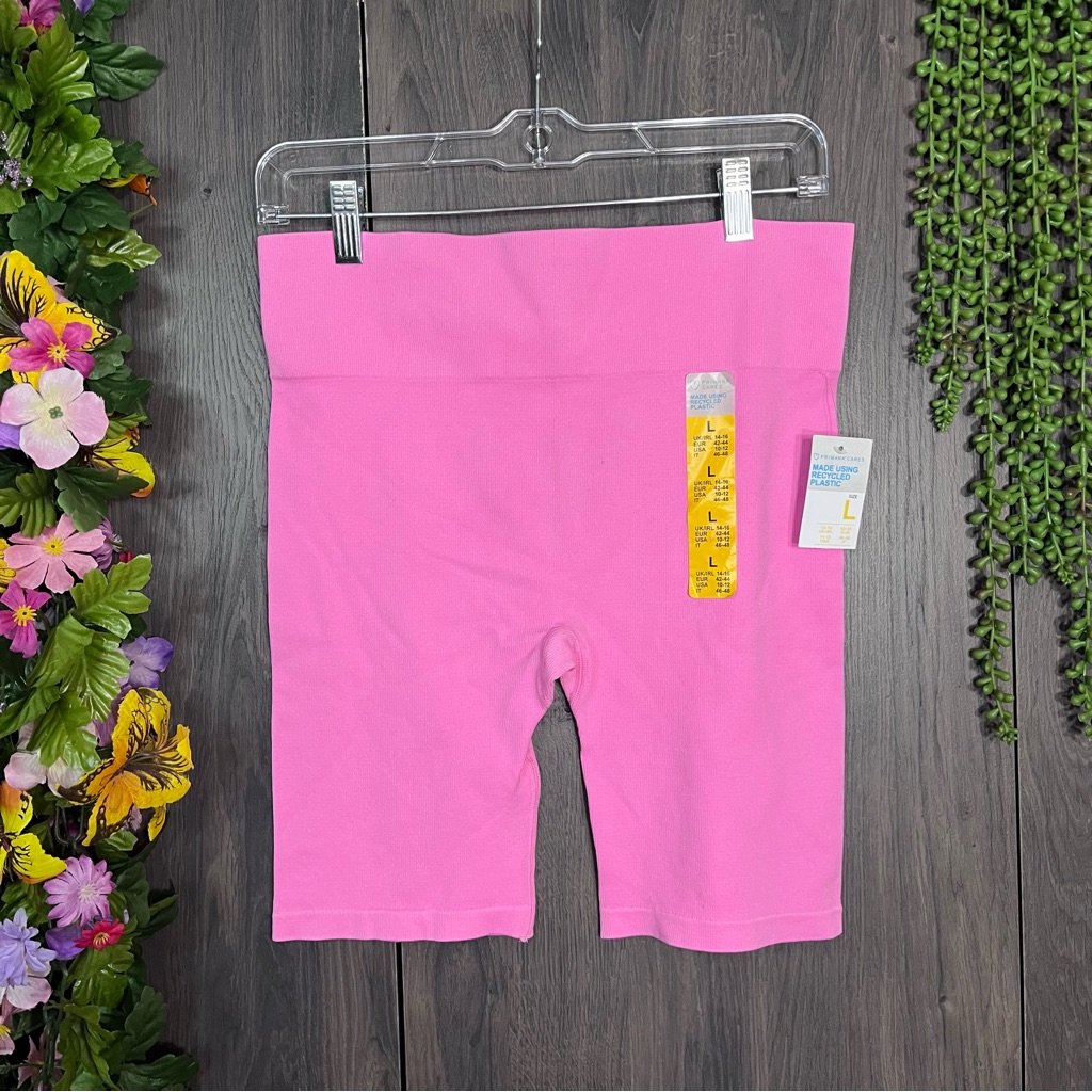 13/$30nwt Primark Hot Pink Ribbed Stretch High Waist Shorts Size Large